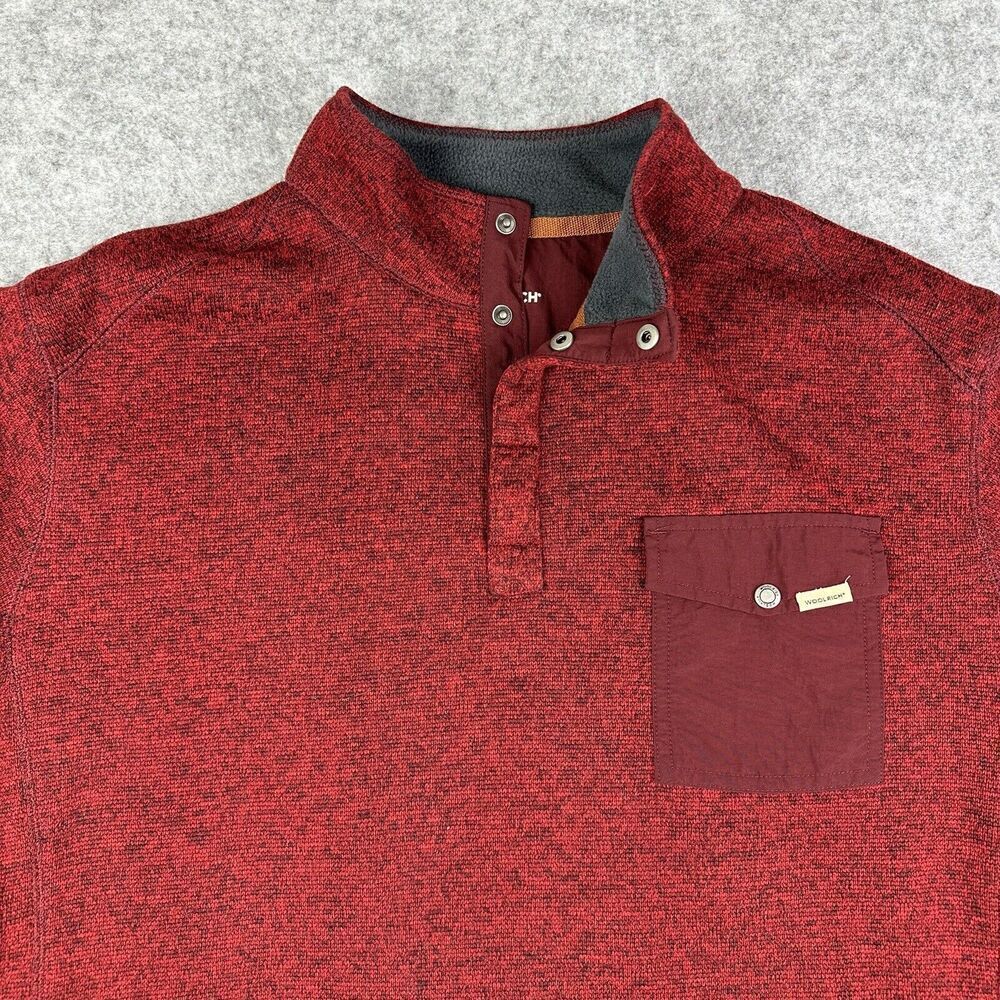 Woolrich Snap Pullover Sweater Mens XXL Heather Red Hiking Outdoor Performance